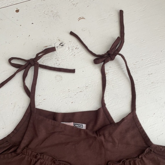[ Necessary Objects Dark Brown Tie Strap Tank ] s - Picture 3 of 4